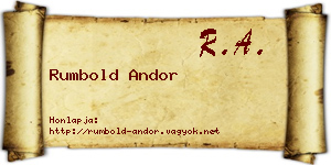 Rumbold Andor névjegykártya
